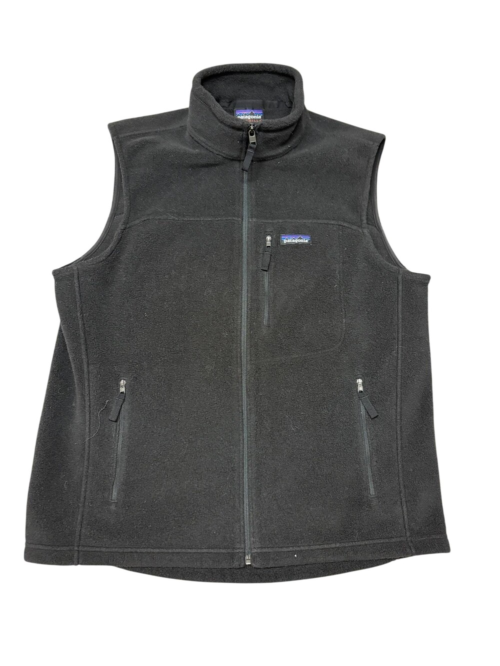 Patagonia Synchilla Vest Mens Large Black Fleece Full Zip Pockets Outdoor